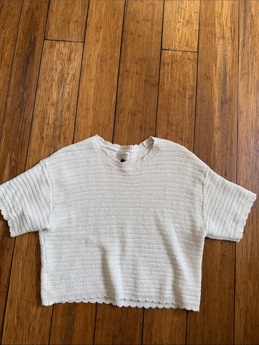 Universal Thread Cream Knit Short-Sleeve Sweater Top